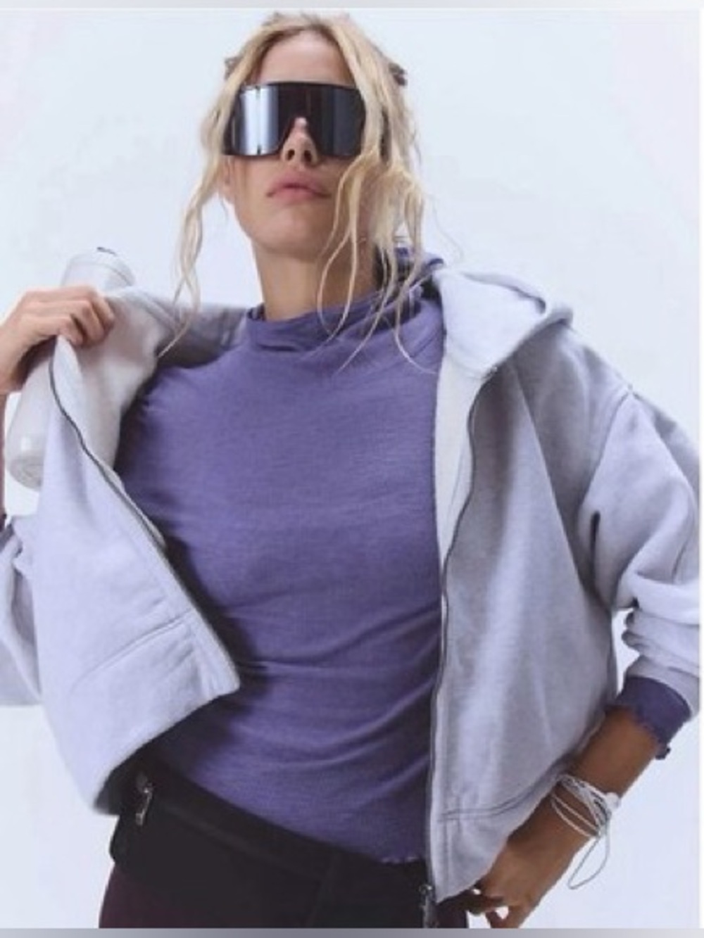 FP Movement Breathe Easy 
 Layer Hoodie Top Purple Graphite